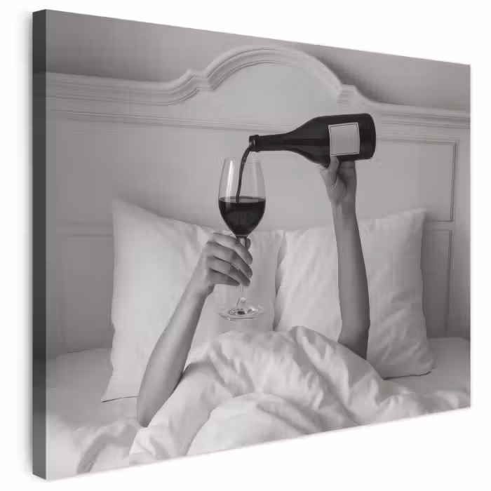Leinwandbild - Laken - Arme - Wein - Glas