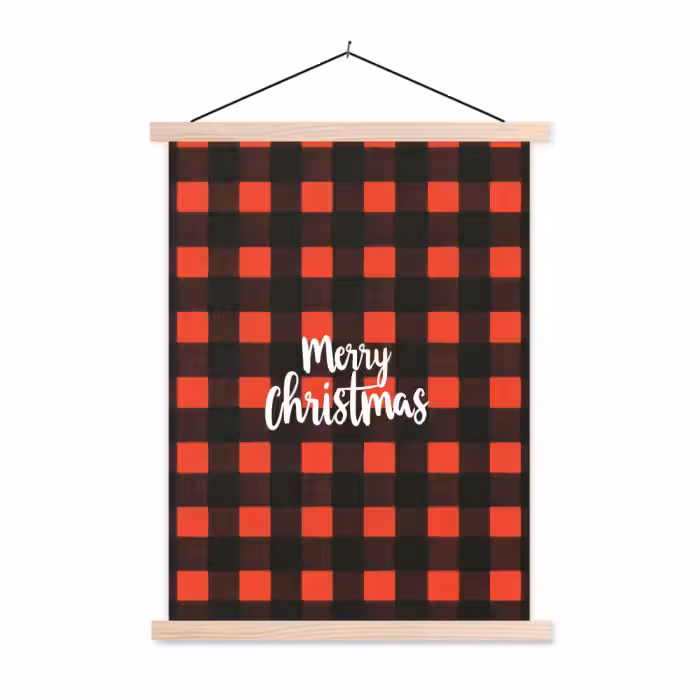 Stoffbild - Kariert - Rot - Text - Weihnachten