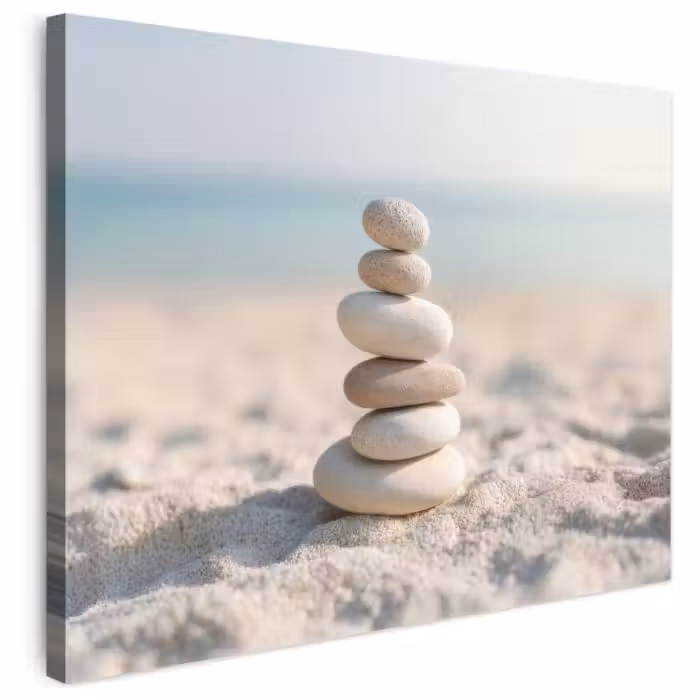 Leinwandbild - Steine - Stapel - Sand - Meer