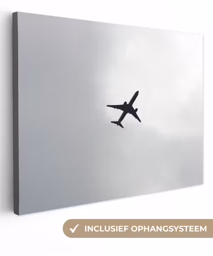 Leinwandbild - Minimalistisch - Silhouette - Schwarz - Flugzeug