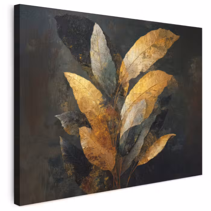 Leinwandbild - Golden Leaf Komposition - Botanical Luxury