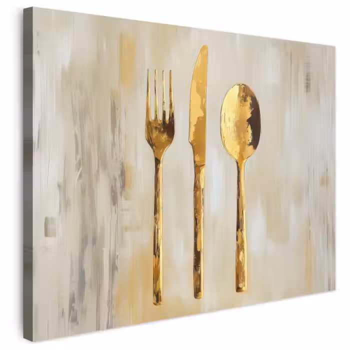 Leinwandbild - Farbe - Gold - Besteck