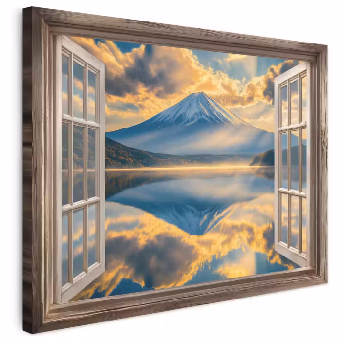 Leinwandbild - Aussicht - Landschaft - Berge - Ansichten - Fenster