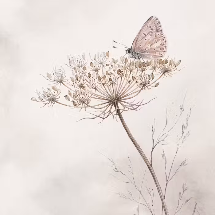 Tapete - Schmetterling - Blume - Natur - Beige