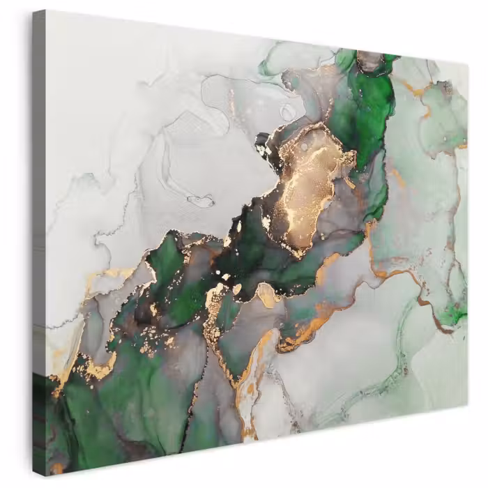Leinwandbild - Marmor - Gold - Grün - Luxus
