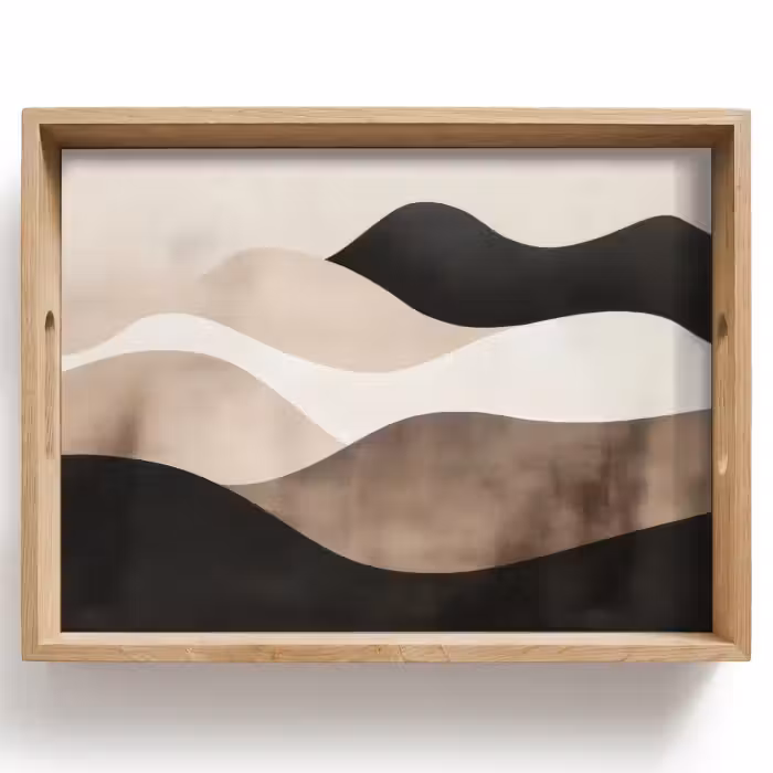 Tablett - Abstrakt - Landschaft - Wellen - Cremefarben