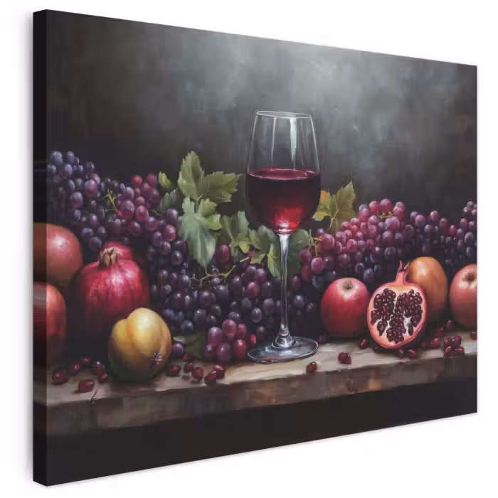 Leinwandbild - Wein - Obst - Stilleben