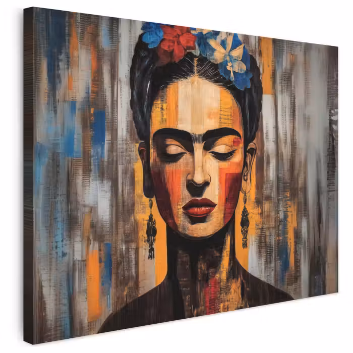 Leinwandbild - Porträt - Frau - Blumen