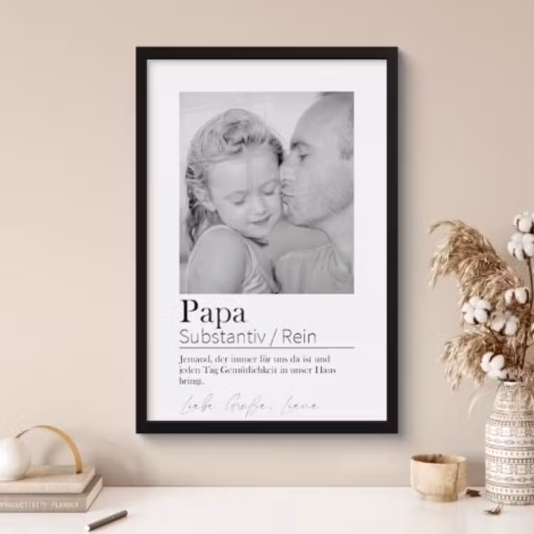 Poster mit Rahmen - Papa Bedeutet 1 Foto — 2