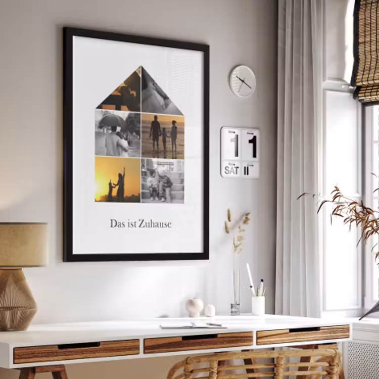 Poster mit Rahmen – Haus-Collage — 2