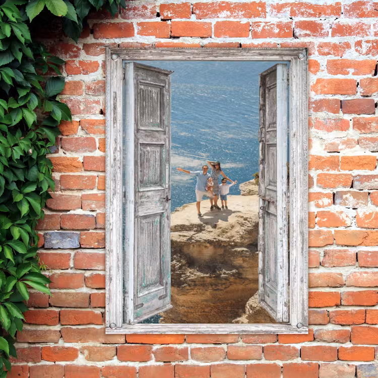 Gartenposter Fensterblick mit eigenem Foto — 5