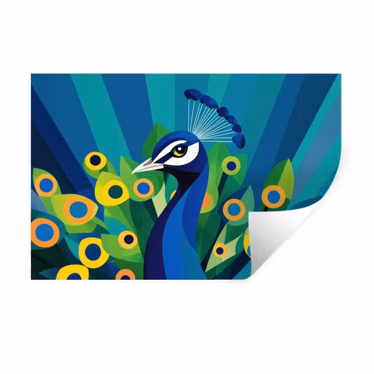 Wandtattoo – Pfau - Kreise - Blau — 1