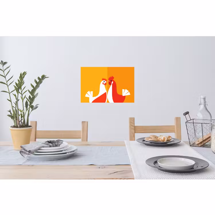 Wandtattoo – Hühner - Orange - Prärie — 4