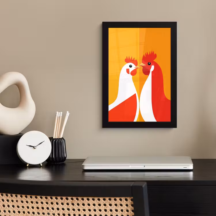 Bilder mit Rahmen - Hühner - Orange - Prärie — 2