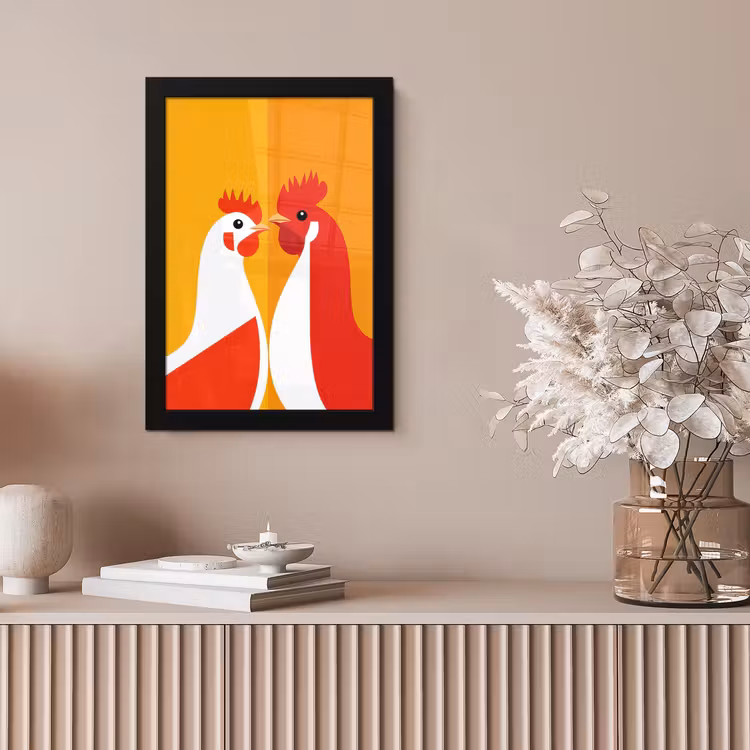Bilder mit Rahmen - Hühner - Orange - Prärie — 4