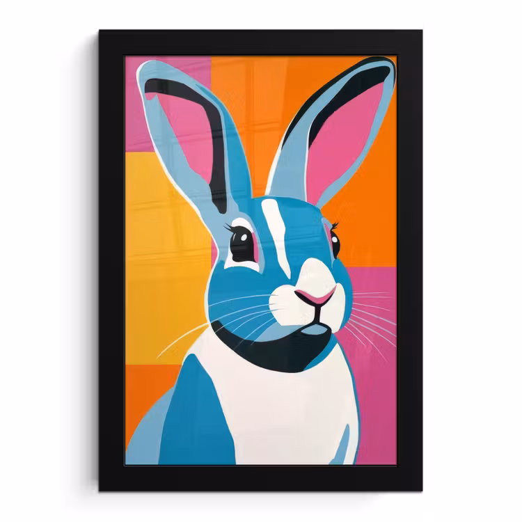 Bilder mit Rahmen - Hase - Farbtaschen - Ohren - Rosa — 1