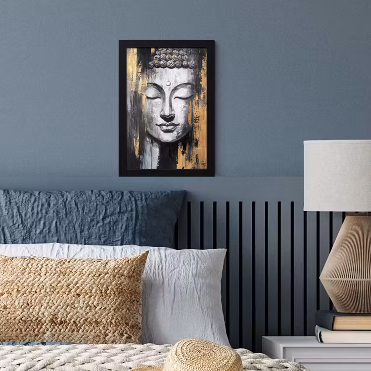 Bilder mit Rahmen - Buddha - Pinselstriche - Gold - Abstrakt — 3