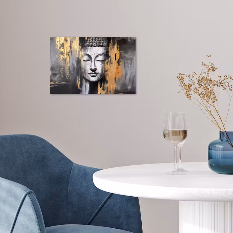 Poster - Buddha - Pinselstriche - Gold - Abstrakt — 4