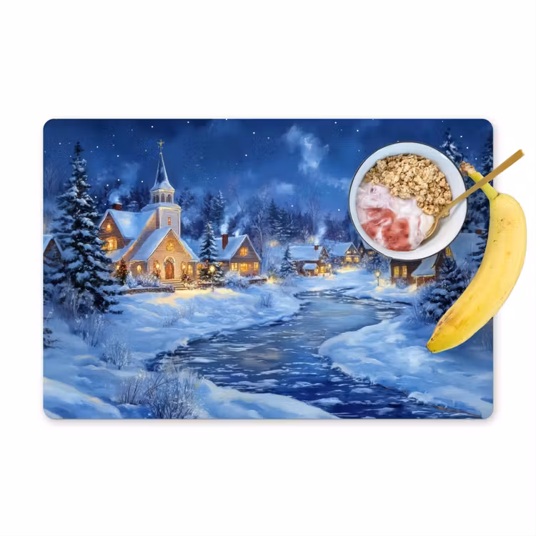 Tischset - 6 Stück - Winterabend - Weihnachtsdorf - Dunkelheit — 1