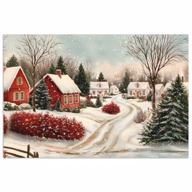 Poster - Weihnachtsstimmung - Ländlich - Rot — 1