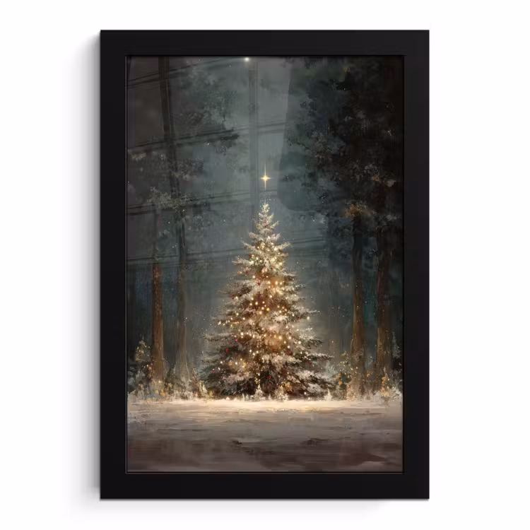 Bilder mit Rahmen - Weihnachtsbaum - Wald - Schnee - mehrfarbig — 1