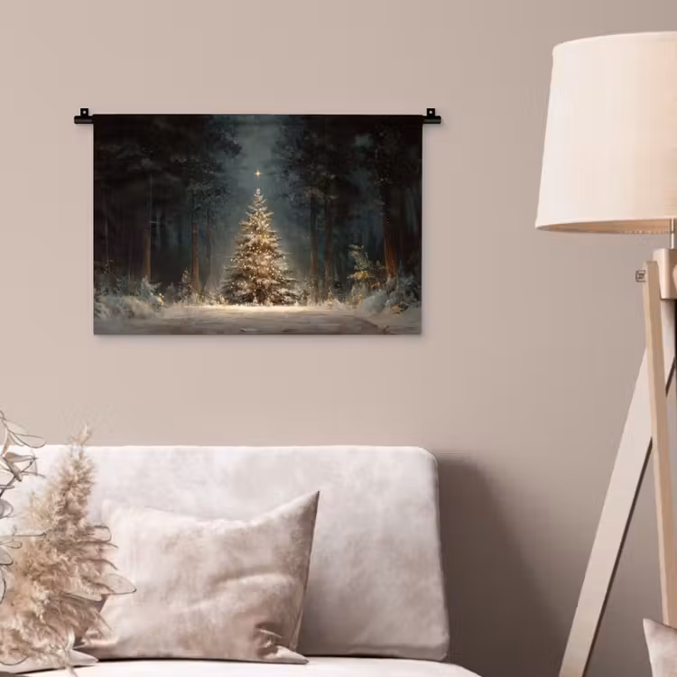 Wandteppich - Weihnachtsbaum - Wald - Schnee - mehrfarbig — 2
