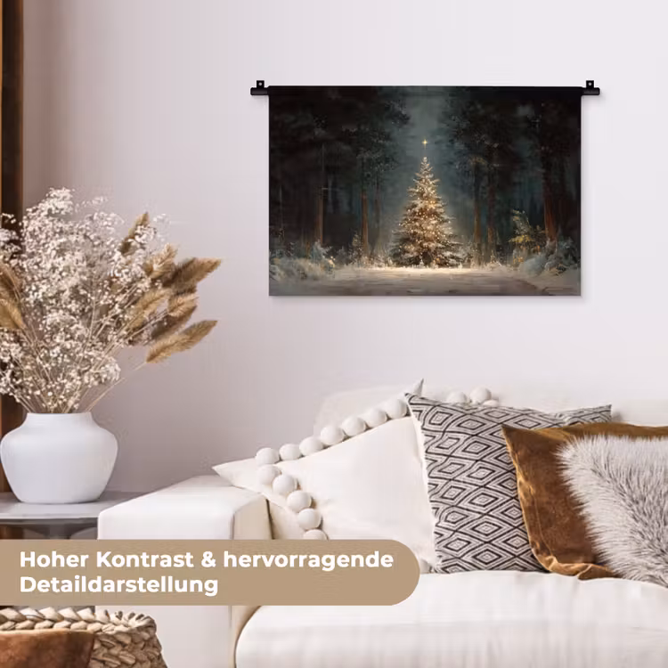 Wandteppich - Weihnachtsbaum - Wald - Schnee - mehrfarbig — 6
