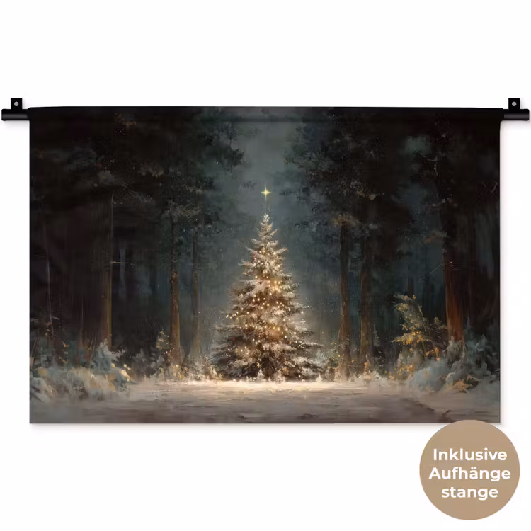 Wandteppich - Weihnachtsbaum - Wald - Schnee - mehrfarbig — 9