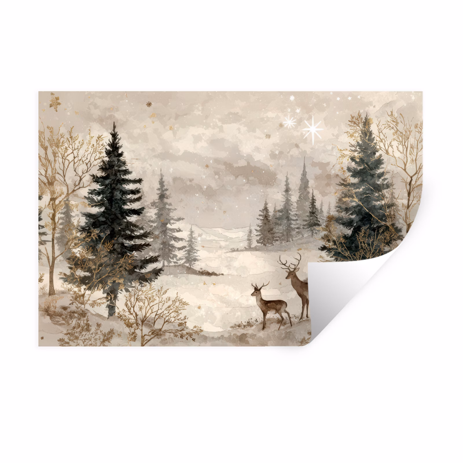 Wandtattoo – Wald - Hirsche - Winter - Schnee — 1