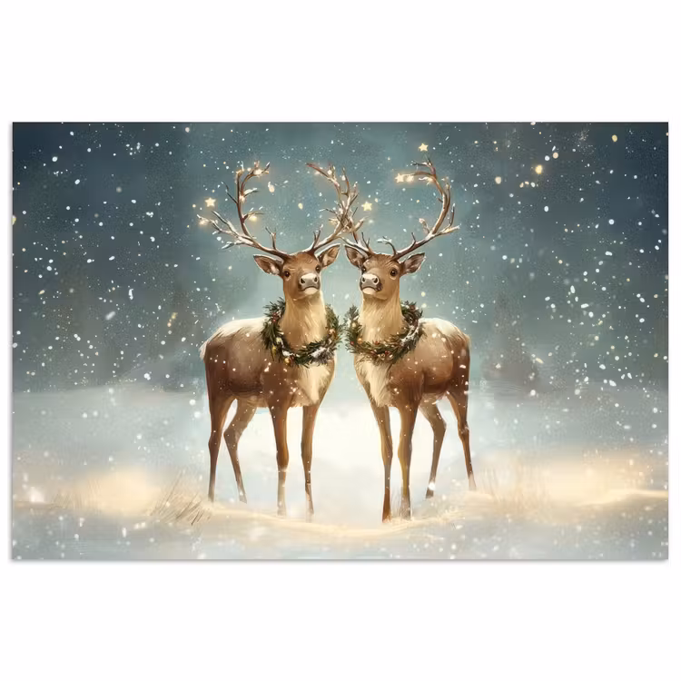 Poster - Weihnachtszauber - Winterwald - Rentier — 1