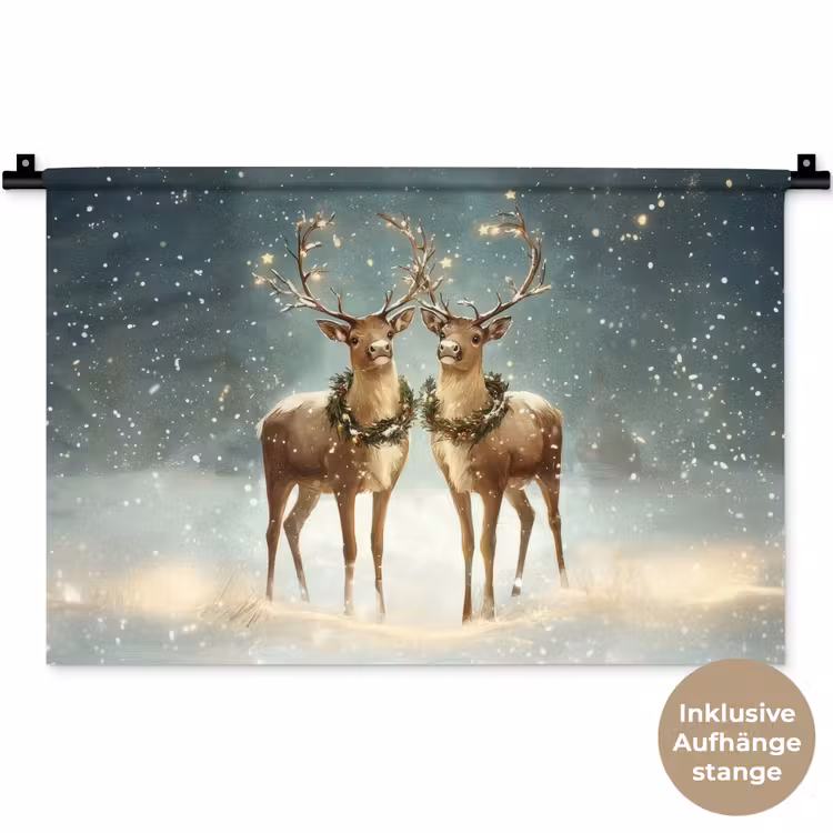Wandteppich - Weihnachtszauber - Winterwald - Rentier — 9