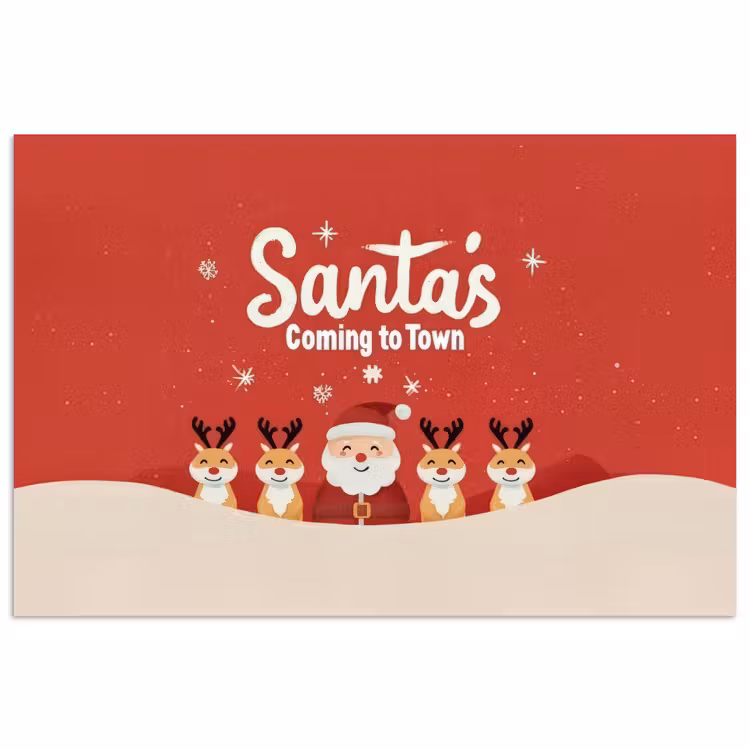 Poster - Illustration - Weihnachtsmann - Rentier - Rot — 1