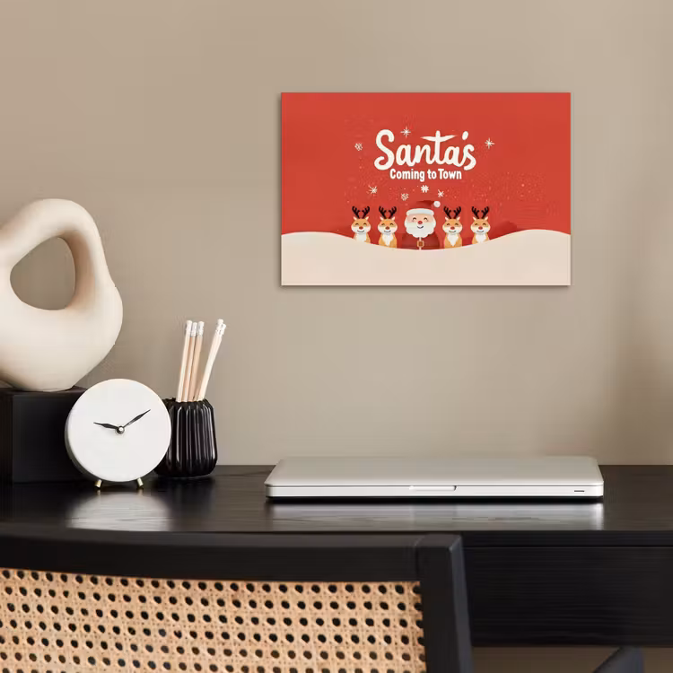 Poster - Illustration - Weihnachtsmann - Rentier - Rot — 2