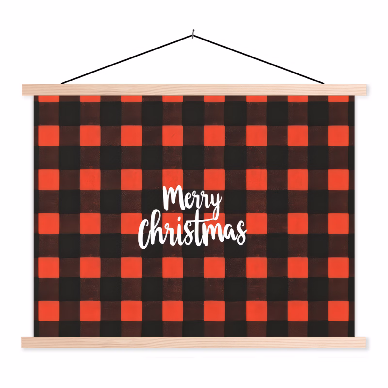Stoffbild - Kariert - Rot - Text - Weihnachten — 1
