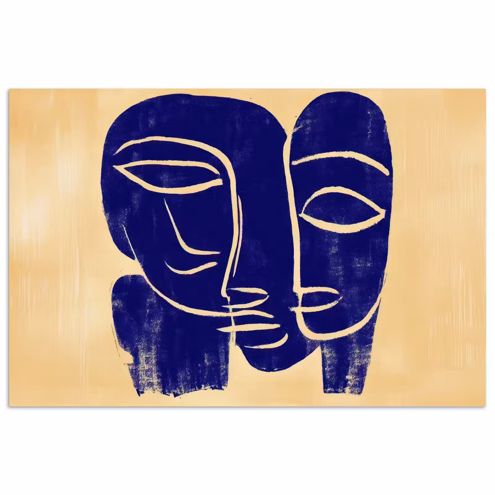 Poster - Ockergelb - Blau - Einfache Linien — 1