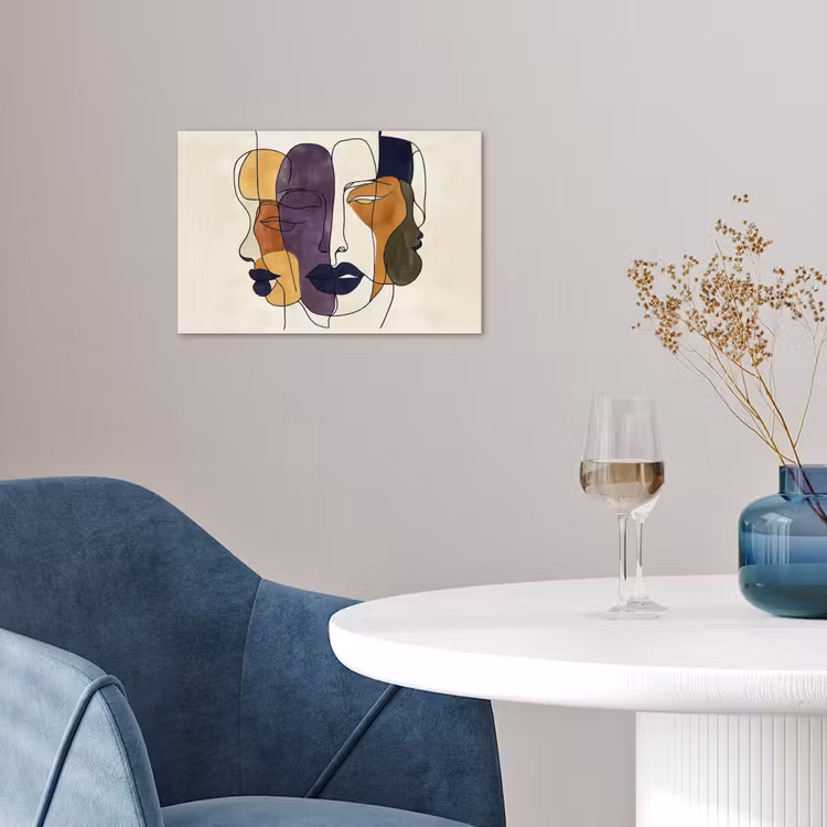 Poster - Abstrakt - Überlappende Gesichter - Lila - Dunkelgrün — 4