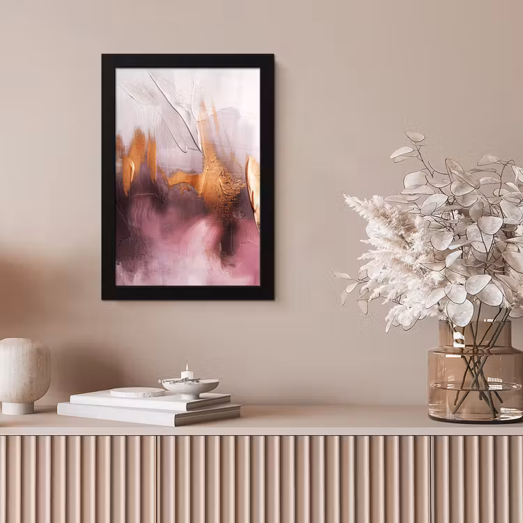 Bilder mit Rahmen - Aquarell - Gold - Rosa - Abstrakt - Kunst — 4