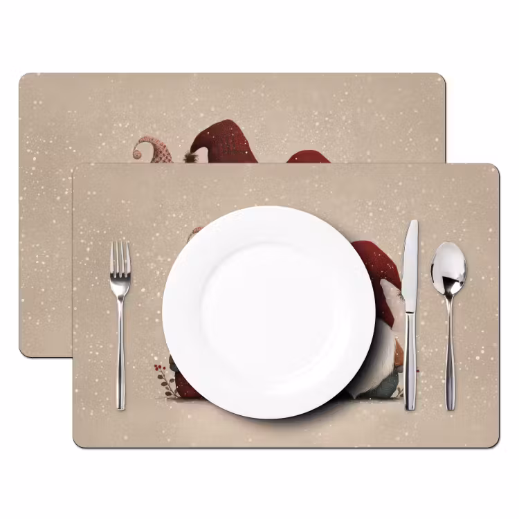 Tischset - 6 Stück - Wichtel - Weihnachten - Schnee - Zipfelmützen — 2