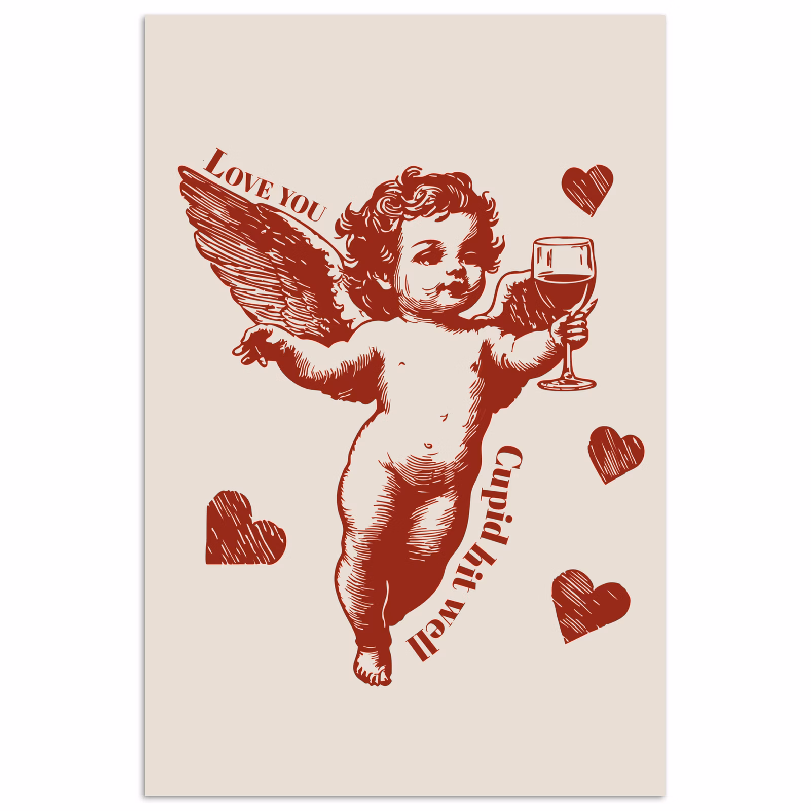 Poster - Amor - Herzen - Rot - Klassisch — 1