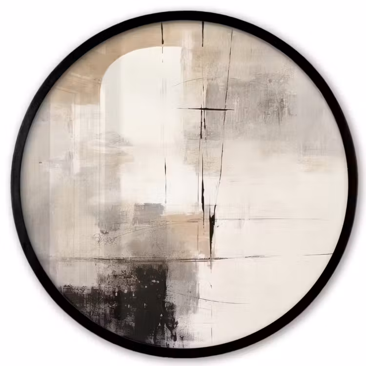 Poster im rahmen rund - Abstrakt - Kunst - Grau — 1