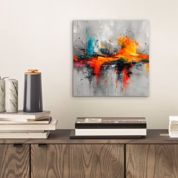 Alu-Dibond-Bild - Moderne Kunst - Orange - Grau - Abstrakt — 2