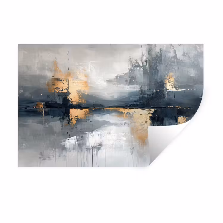 Wandtattoo – Kunst - Grau - Gold - Abstrakt — 1