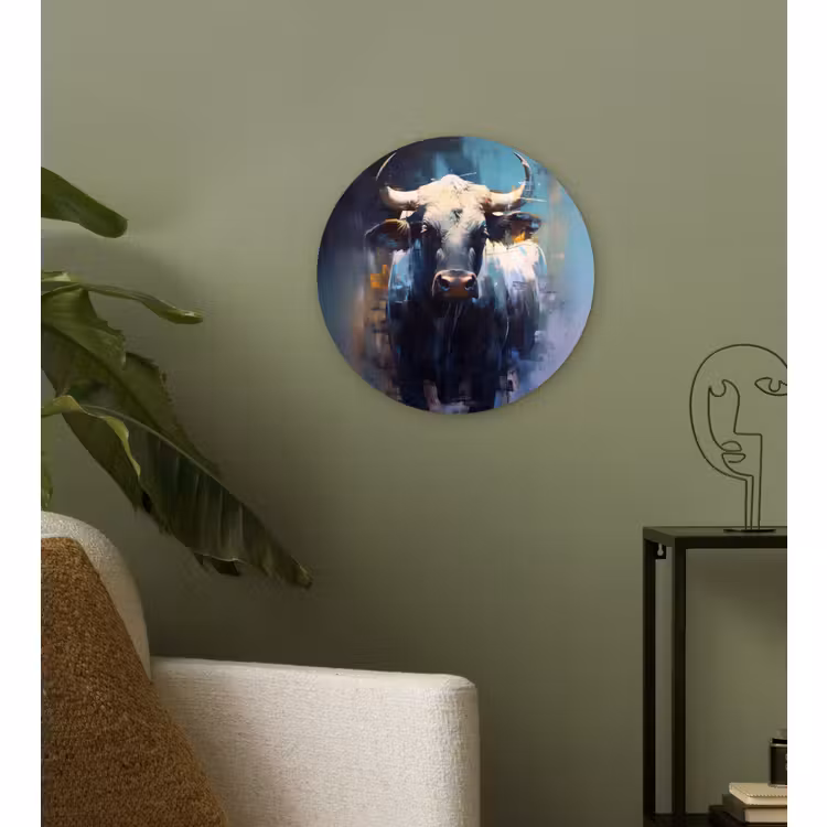 Glasbild Rund - Taurus - Schwarz - Abstrakt - Hörner — 3