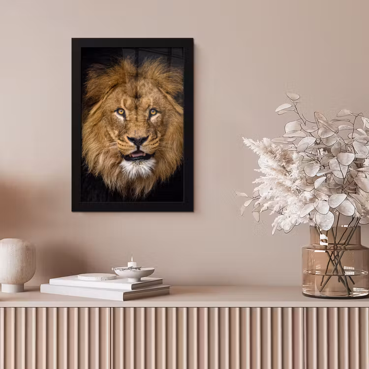 Bilder mit Rahmen - Löwe - Porträt - Schwarz - Tiere — 4