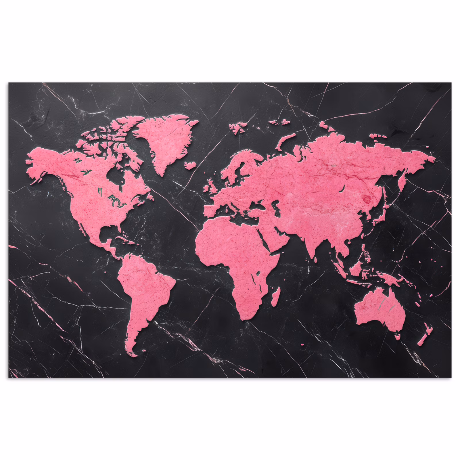 Poster - Weltkarte - Rosa - Marmor — 1