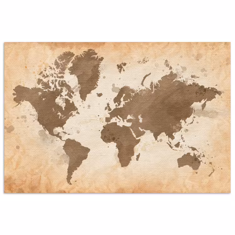 Poster - Weltkarte - Beige - Braun — 1