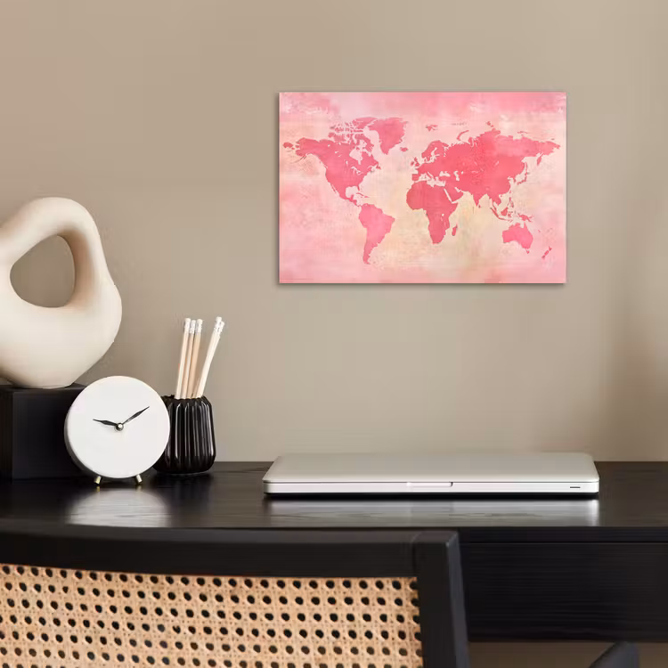 Poster - Weltkarte - Rosa - Unscharf — 2