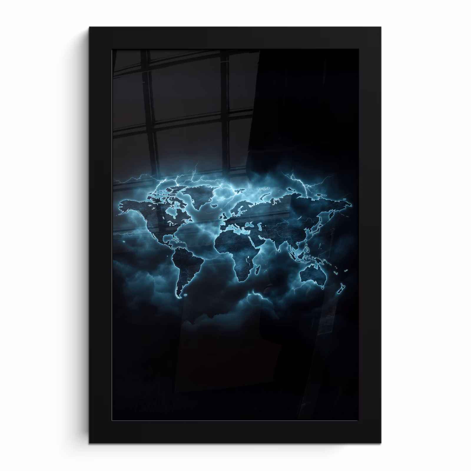 Bilder mit Rahmen - Weltkarte - Blitz - Blau — 1