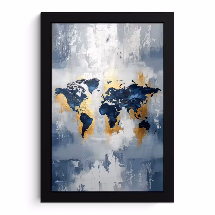 Bilder mit Rahmen - Weltkarte - Blau - Abstrakt — 1