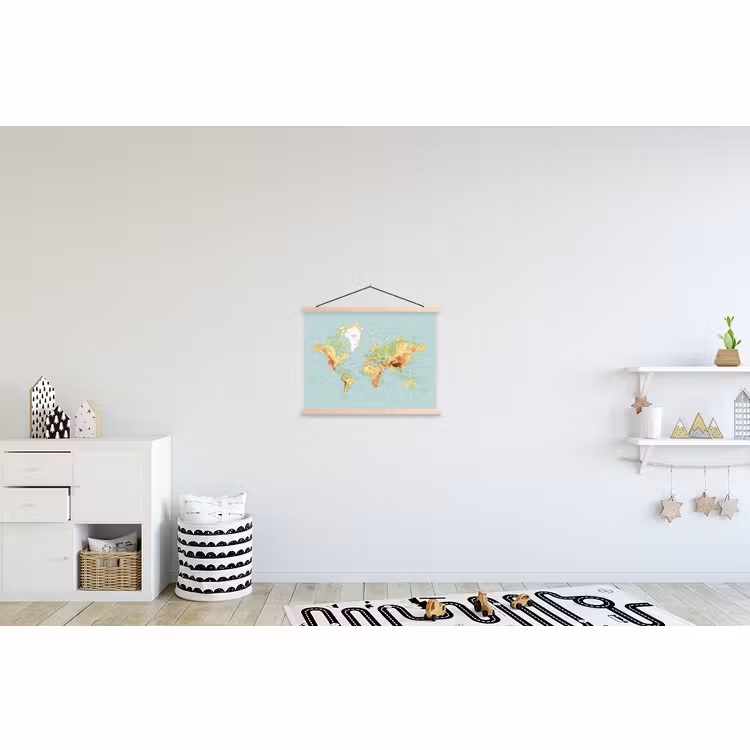 Stoffbild - Weltkarte - Realistisch - Blau — 2